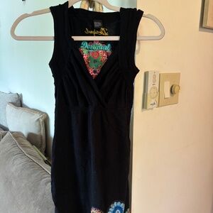 Black embroidered mini dress